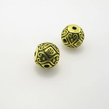 Metalna perla sa 3 rupe , dimenzije 12x11mm , rupe oko 2 mm- boja antik zlatna , pakovanje 2 komada ( 3P109AZ12 )