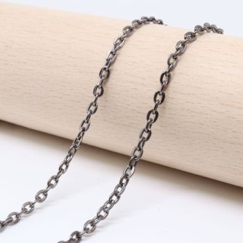 Metalni lanac 3x2 mm, žica 0,6mm, boja hematit crna ( 501013 )