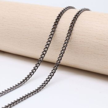 Metalni lanac 3x2 mm, žica 0.6 mm, boja hematit crna ( 501016 )