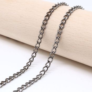 Metalni lanac 4x3 mm, žica 0.8 mm, boja hematit crna ( 501017 )