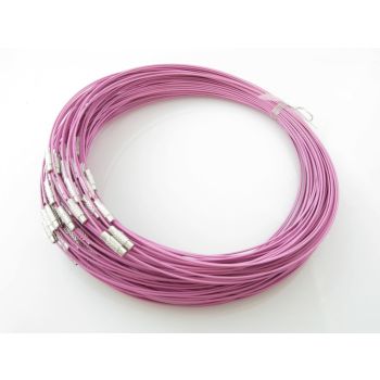 Čelična sajlica za ogrlice sa kopčom na šraf, prečnik 14,5 cm- boja roze (532ROZE1)