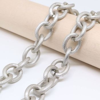 Brušen aluminijumski lanac 20x12mm - boja mat srebra (6020001)