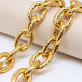 Brušen aluminijumski lanac 20x12mm - boja zlata (6020002)