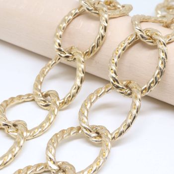 Aluminijumski lanac 32x25mm, žica 4x3mm - boja zlata ( 6020007 )