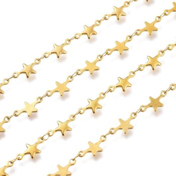 304 Stainless steel link lanac sa zvezdama, dimenzije zvezde: 12.5x6x1mm, link: 3.5x2x0.2mm (M00306G))