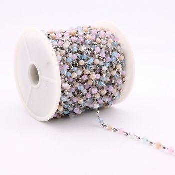 304 Stainless Steel Lanac 3x1mm, perla 4mm...SSL-23L30A-20m