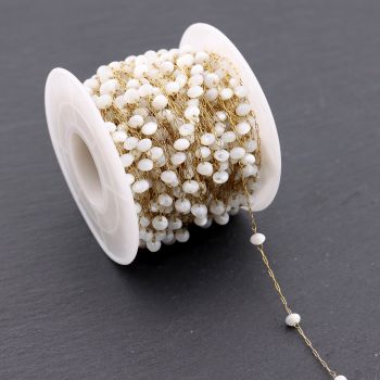 304 Stainless Steel Lanac 3x1mm, Sedef 4x3mm Gold...SSL-23l32A-20m