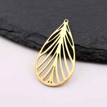 Stainless Steel privezak Gold 22x40x1mm, rupa 2mm (23SSK17BG)