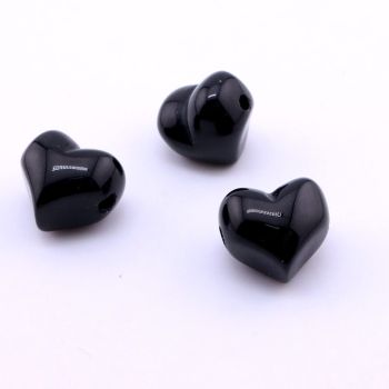 Privezak prirodni kamen Crni Ahat -Srce 12*13 mm ...25KP08-02B