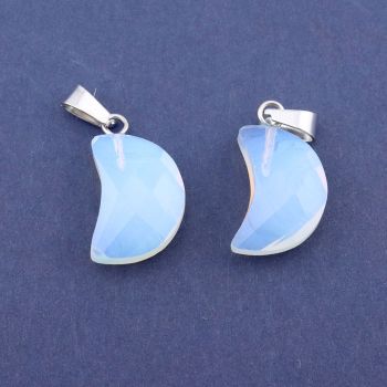 Privezak sintetički kamen Opalit  - Moon 10*16 mm Faset...25KP09-01