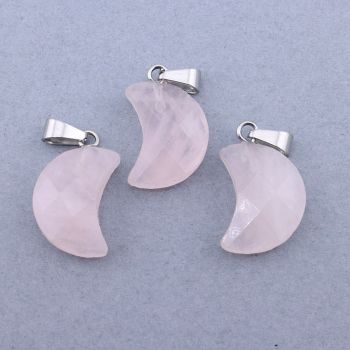 Privezak prirodni kamen Rozen Kvarc  - Moon 10*16 mm Faset...25KP09-03