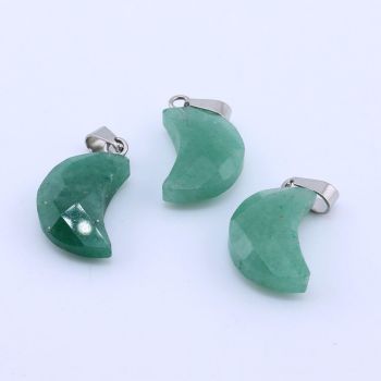 Privezak prirodni kamen Zeleni Aventurin  - Moon 10*16 mm Faset...25KP09-07