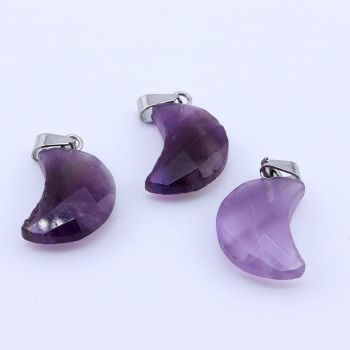 Privezak prirodni kamen Ametist  - Moon 10*16 mm Faset...25KP09-08