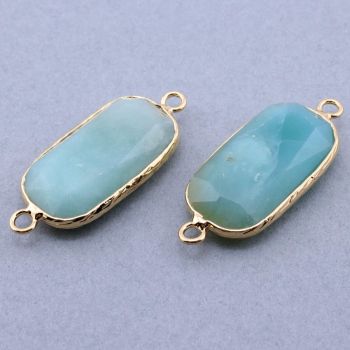 Konektor prirodni kamenl Amazonit- 15*35x5 mm Gold...25KP16G-03