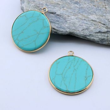 Privezak prirodni kamen Bojeni Howlite -  30*2 mm Gold...25KP17-03