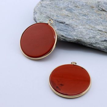 Privezak prirodni kamen Crveni Jaspis -  30*2 mm Gold...25KP17-04