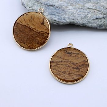 Privezak prirodni kamen Pejzažni Jaspis -  30*2 mm Gold...25KP17-05