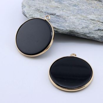 Privezak prirodni kamen Crni Ahat -  30*2 mm Gold...25KP17-07