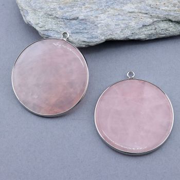 Privezak prirodni kamen Rozen Kvarc -  40*2 mm Silver...25KP18-01