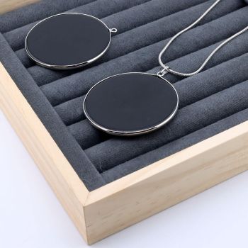 Privezak prirodni kamen Crni Ahat -  50*2 mm Silver...25KP19-04