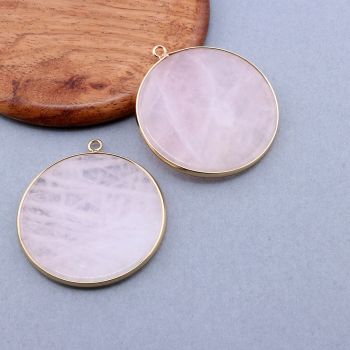 Privezak prirodni kamen Rozen Kvarc-  40*2 mm Gold...25KP20-01