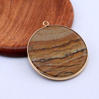 Privezak prirodni kamen Pejzažni Jaspis -  40*2 mm Gold...25KP20-04