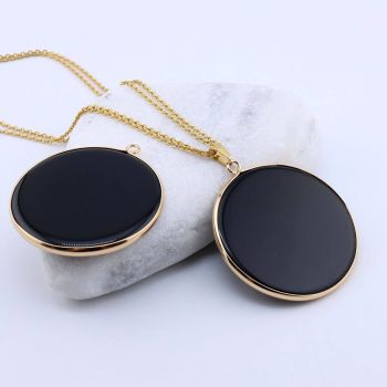 Privezak prirodni kamen Crni Ahat-  40*2 mm Gold...25KP20-06