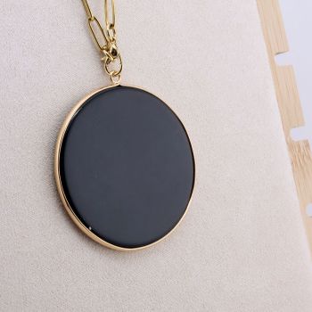 Privezak prirodni kamen Crni Ahat-  50*2 mm Gold...25KP21-03