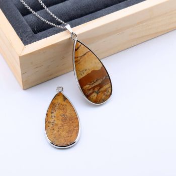 Privezak prirodni kamen Pejzažni Jaspis-  21*45 mm Silver...25KP22-08