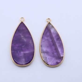 Privezak prirodni kamen Ametist -  21*45 mm Gold...25KP22G-01