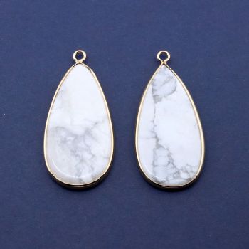 Privezak prirodni kamen Beli Howlite-  21*45 mm Gold...25KP22G-03