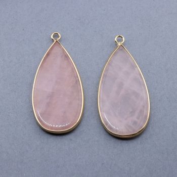 Privezak prirodni kamen Rozen Kvarc-  21*45 mm Gold...25KP22G-05