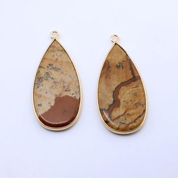 Privezak prirodni kamen Pejzažni Jaspis -  21*45 mm Gold...25KP22G-08