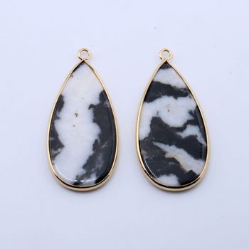 Privezak prirodni kamen Zebra Jaspis-  21*45 mm Gold...25KP22G-10