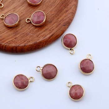 Privezak prirodni kamen Rodonit- 11 mm Gold...25KP24-B01