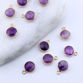 Privezak prirodni kamen Crni Ahat- 11 mm Gold...25KP25B-01