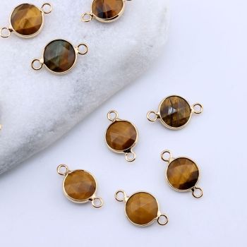 Konektor prirodni kamen Tigrovo Oko- 11 mm Gold...25KP24-A04