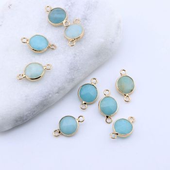 Konektor prirodni kamen Amazonit - 11 mm Gold...25KP24-A05