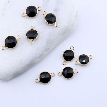 Konektor prirodni kamen Crni Ahat- 11 mm Gold...25KP24-A06