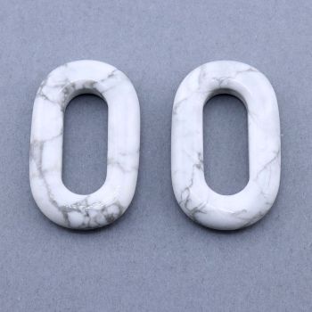 Konektor/Perla prirodni kamen Beli Howlite- 25*40*6 mm...25KP26-04