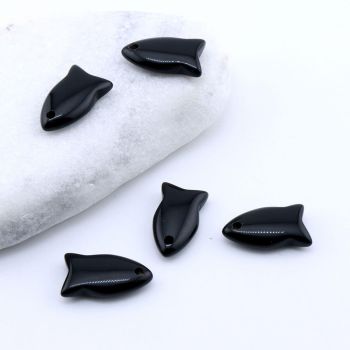 Privezak prirodni kamen Crni Ahat -Fish 12*22 mm ...25KP29-02