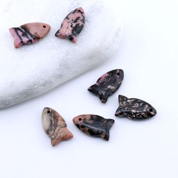 Privezak prirodni kamen Rodonit -Fish 12*22 mm ...25KP29-06