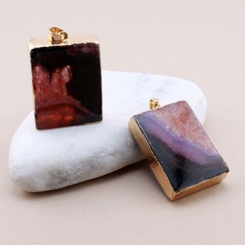 Privezak prirodni kamen Ahat sa legurom metala...23KP105