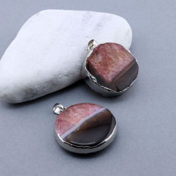 Privezak prirodni kamen Ahat sa legurom metala...23KP113