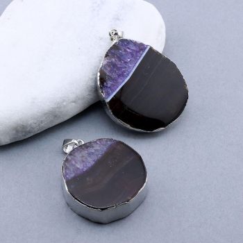 Privezak prirodni kamen Ahat sa legurom metala...23KP114