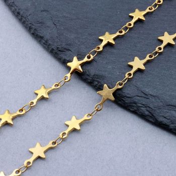 304 Stainless Steel lanac zvezda 12.5x6, link 3.5x2x0.2 mm Gold...SSL-M003-06G-10m