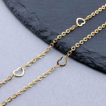 304 Stainless Steel lanac 5x6.4x0.4mm,link: 2.8x2x0.3mm Gold...SSL-E017-01G-10m