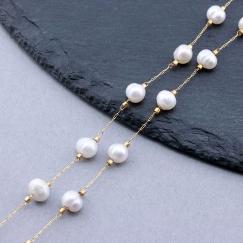 304 Stainless Steel Lanac 2x0.8x0.1mm, biser : 5x6 mm...SSL-H100-01G-5m