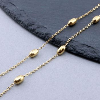 304 Stainless Steel lanac 2x1.5x0.3mm, 7x4mm Gold...SSL-I020-02B-10m