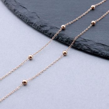 304 Stainless Steel lanac 1.5x1.2x0.2mm, Perla : 3mm Rose Gold...SSL-F013-04RG-10m